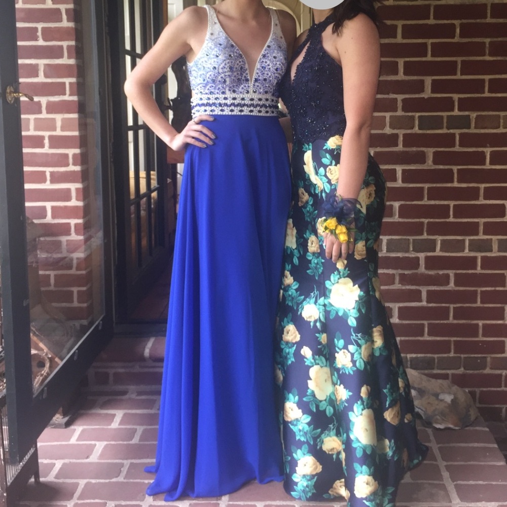 Blue Bejeweled Formal/Prom Gown